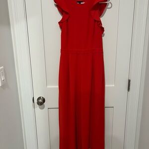 Red Ruffle Sleeve Jumpsuit